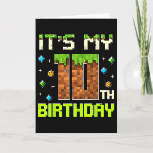 Carte Birthday Boy C'est mon 10e anniversaire Gamer Pixe