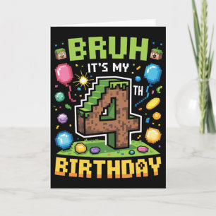 Carte Birthday Boy Shirt Bruh It's My 4th Birthday Video