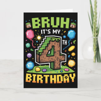 Carte Birthday Boy Shirt Bruh It's My 4th Birthday Video