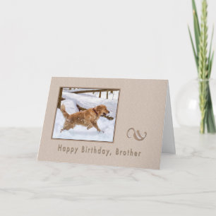 Carte Birthday, Brother, Golden Retriever Dog à Snow