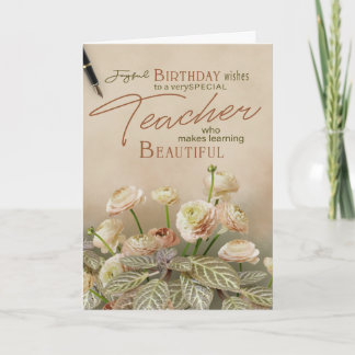 Carte Birthday Card For Teachers With Pastel Floral 