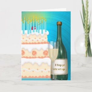 Carte Birthday Champagne and Cake