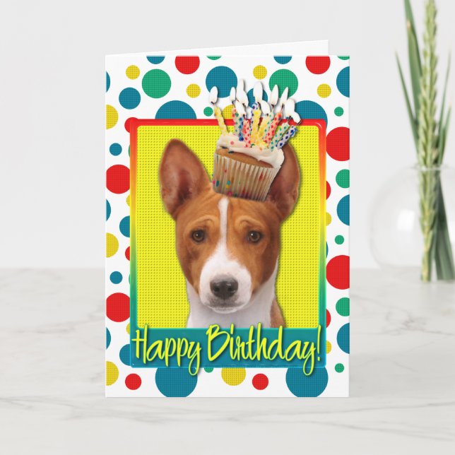 Carte Birthday Cupcake - Basenji (Devant)