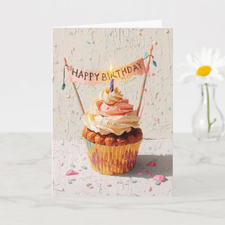 Carte Birthday Cupcake Painting 