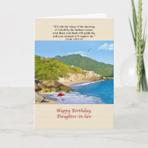 Carte Birthday, Daughter-in-law, Beach, Hills, Birds
