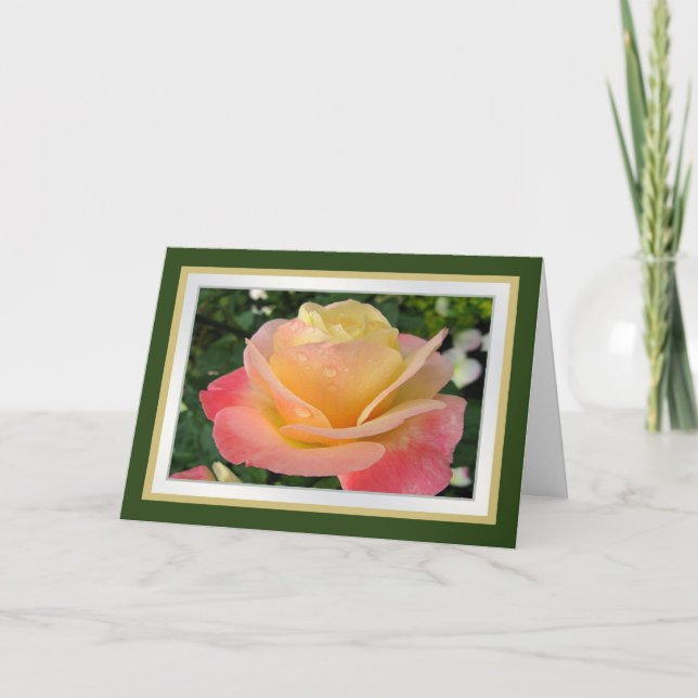 Carte Birthday.Daughter.Yellow-pinkish s'est levé avec (Devant)