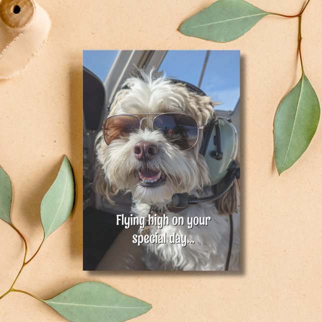 Carte Birthday Dog Pilot Aviator Sunglasses Plane Funny (Créateur téléchargé)