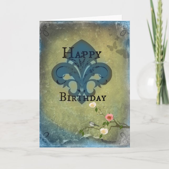 Carte Birthday Fleur De Lis (Devant)