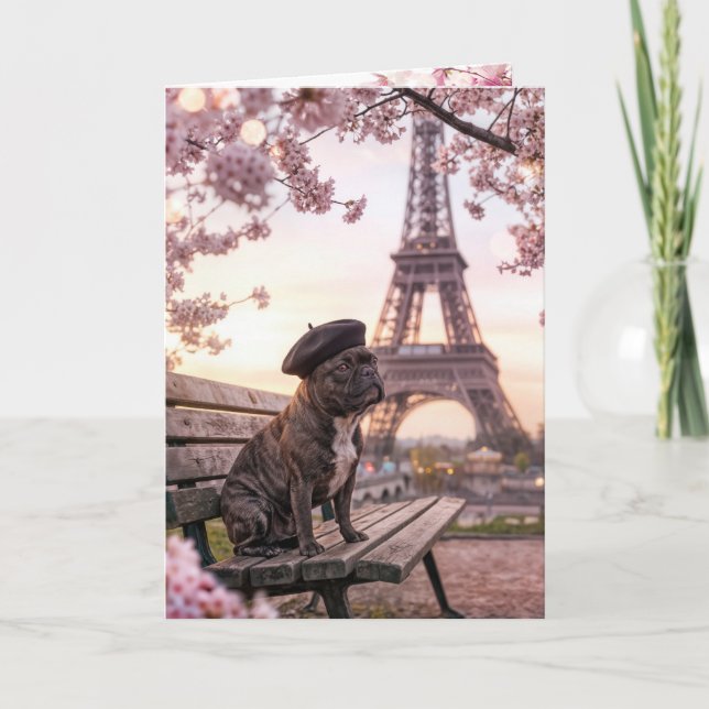 Carte Birthday French Bulldog In Paris (Devant)