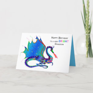 Carte Birthday, Grandson, Dragon Kaleidoscope Collection