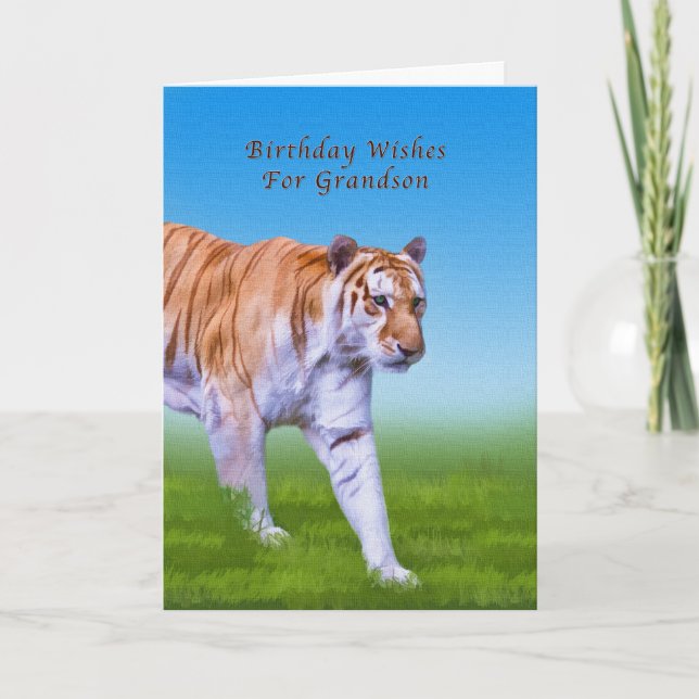Carte Birthday, Grandson, Tiger Walking (Devant)
