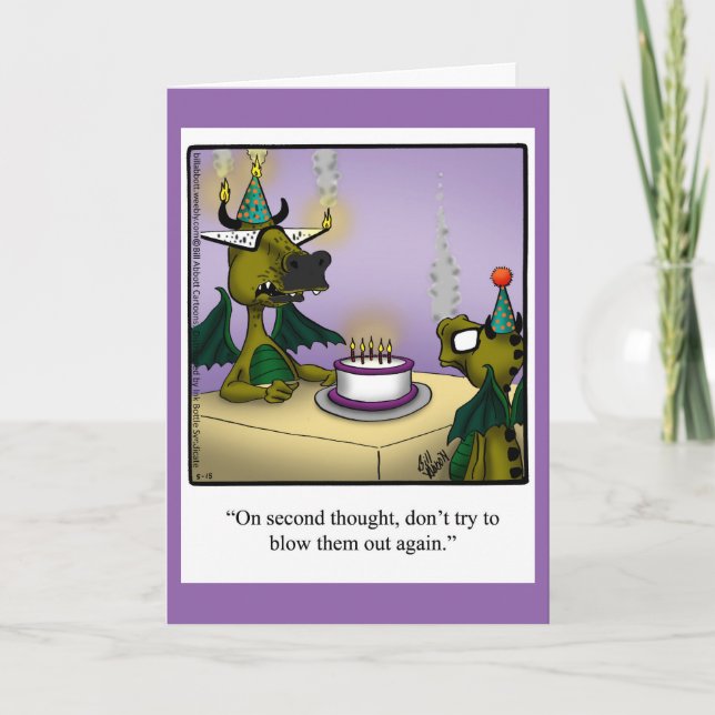 Carte Birthday Humor Dragons Greeting Card (Devant)