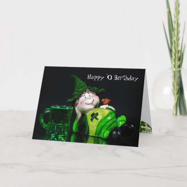 Carte Birthday Irish Leprechaun et Bière (Devant)