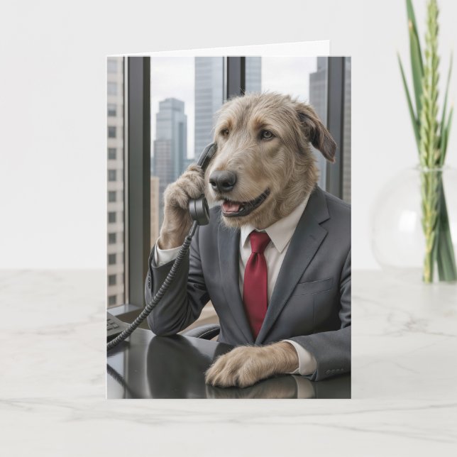 Carte Birthday Irish Wolfhound Homme d'affaires (Devant)