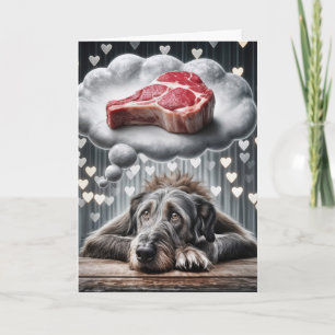 Carte Birthday Irish Wolfhound Pensée de boeuf Steak