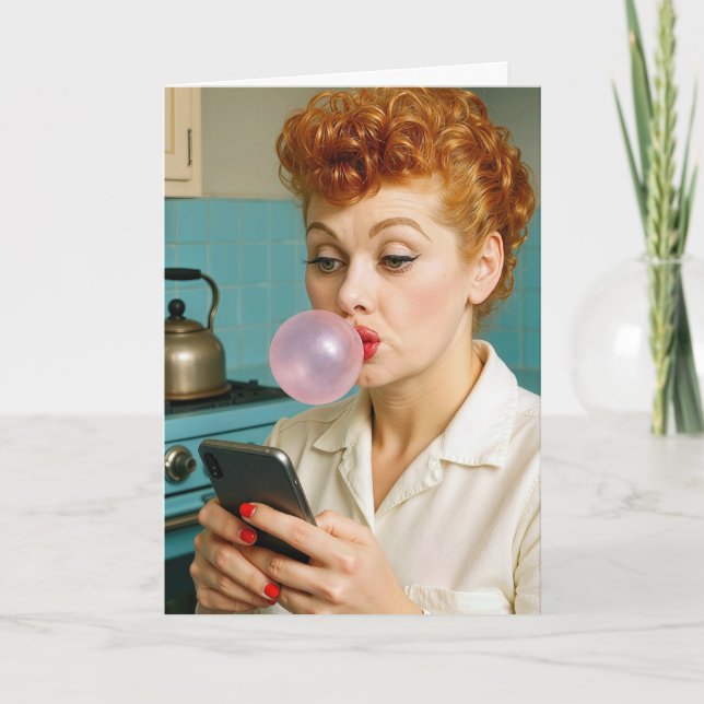 Carte Birthday Lucille Ball Texting On a Cell Phone (Devant)