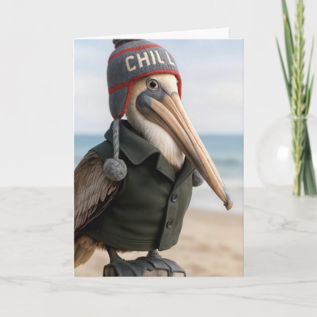 Carte Birthday Pelican Humor (Devant)