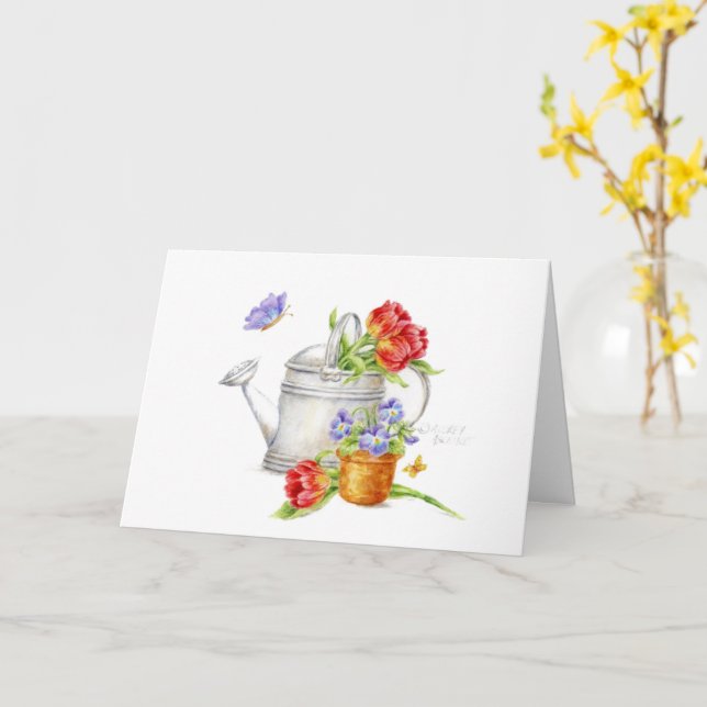 Carte Birthday Religious Tulip Watering Can Card (Fleur jaune)