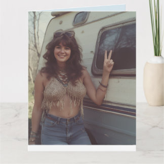CARTE BIRTHDAY SEXY HIPPIE GIRL OFF GRID GREETING CARD