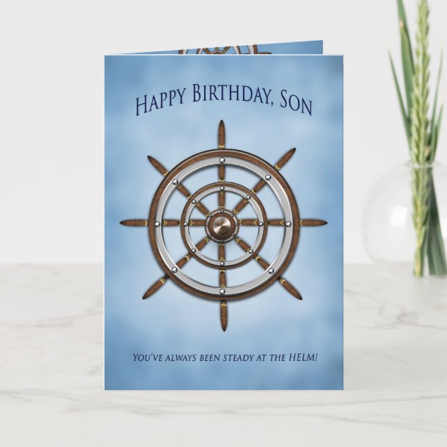 Carte Birthday, Son, Ship's Wheel, casque (Devant)