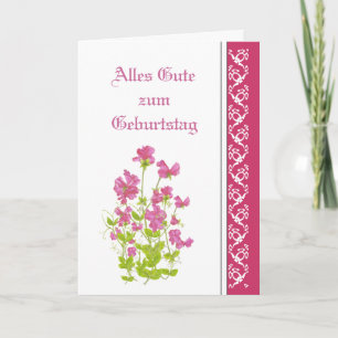 Carte Birthday, Sweet Peas, Garden Flowers German