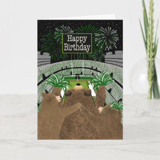 Carte Birthday Three Bears Cheering Green