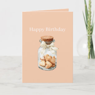 Carte Biscuits Cœur en Pot Blanc Ruban Anniversaire