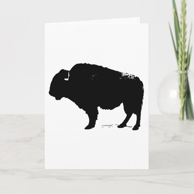 Carte Bison de Buffalo Art noir et blanc (Devant)