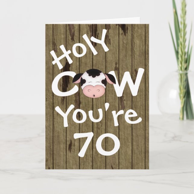 Carte Bizarre vache sainte Vous avez 70 ans Anniversaire (Devant)