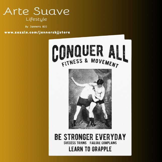Carte BJJ Conquer Tout Ajouter Votre Texte À L'Intérieur (BJJ greeting card)