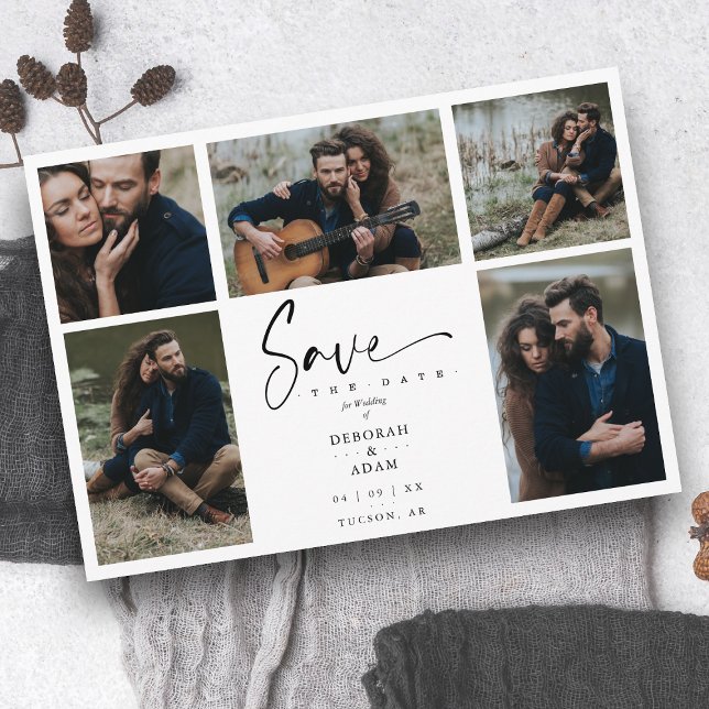 Carte Black 5 Photos Chic tendance Collage Mariage Covid (Créateur téléchargé)