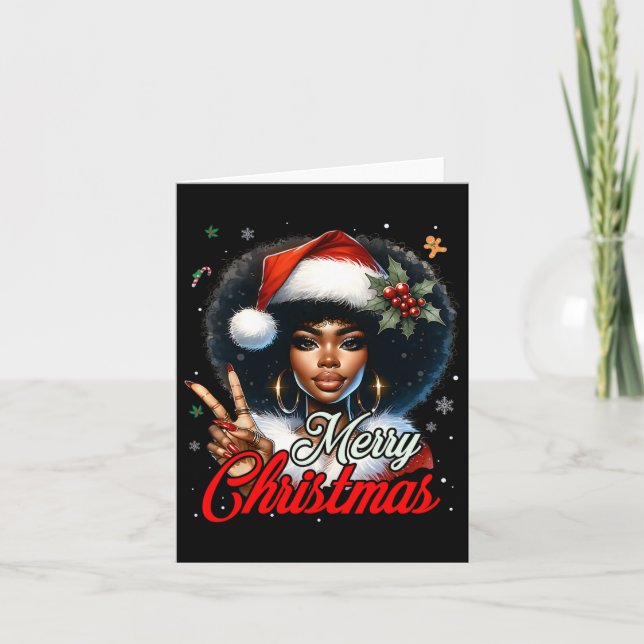 Carte Black African American Christmas Girl Melanin Sant (Devant)