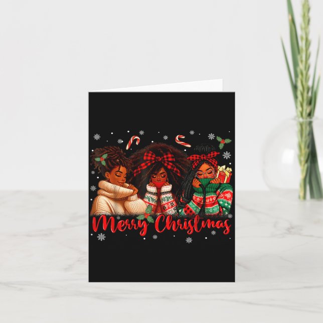 Carte Black African Girl American Melanin Christmas Sant (Devant)