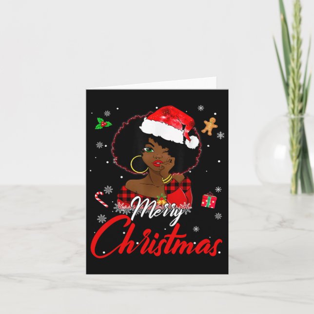 Carte Black African Girl American Melanin Christmas Sant (Devant)