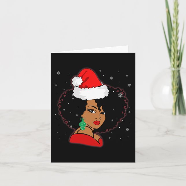 Carte Black African Girl American Melanin Christmas Sant (Devant)