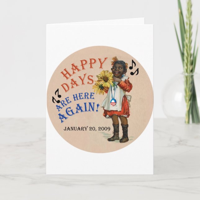 Carte Black Americana Obama Joyeux Days Are Here Again (Devant)