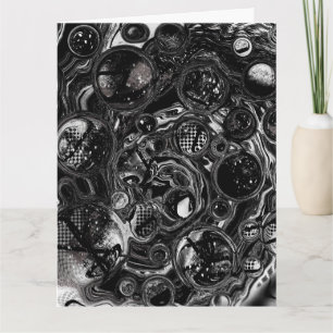 Carte Black and Marbre blanc Fluid Art Joyeux anniversai