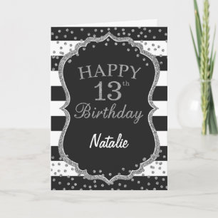 Carte Black and Silver Glitter 13e Birthday