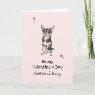 Carte Black and Tan Chihuahua Saint Valentin Bonjour