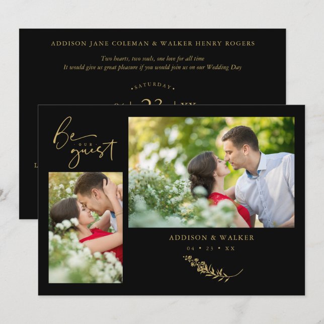 Carte Black Branches tendance Mariage Celebration 2 Phot (Devant / Derrière)