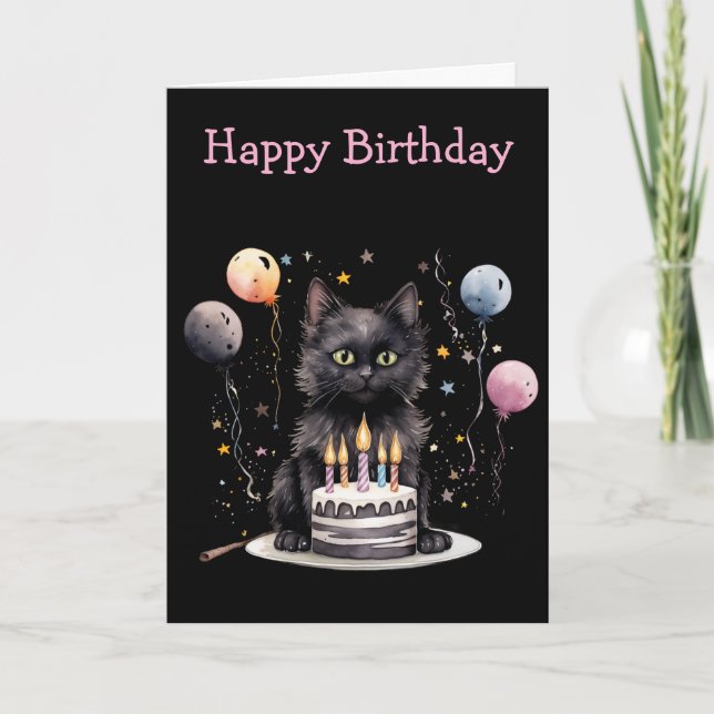 Carte Black Cat Birthday (Devant)