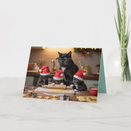Carte Black Cat Christmas Cookies Card