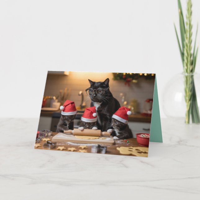 Carte Black Cat Christmas Cookies Card (Devant)