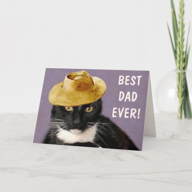 Carte Black Cat Meilleur papa jamais Fête des pères (Devant)