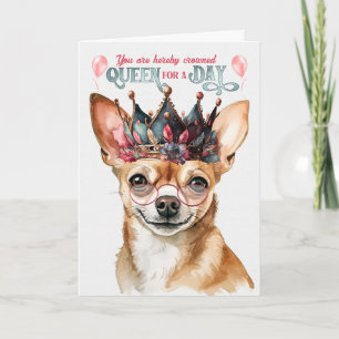 Carte Black Chihuahua Dog Queen pour une journée d'anniv
