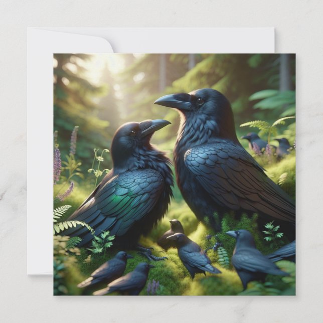 Carte Black Crow Raven Oiseau Art (Devant)