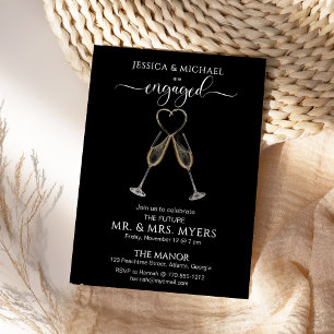 Carte Black Elegant Champagne Gold Heart EngagParty