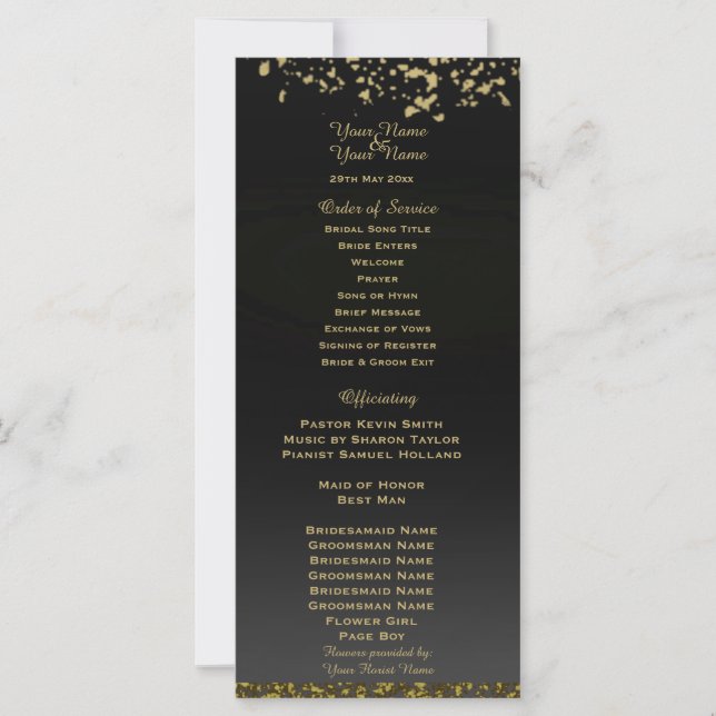 Carte Black et Faux Gold Parties scintillant Wedding Pro (Devant)