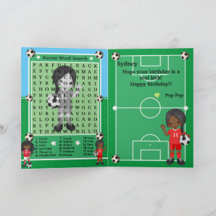 Carte Black Girls Soccer Word Recherche Joyeux Anniversa