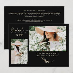 Carte Black Gold Branches tendance Graduation 2 Photos